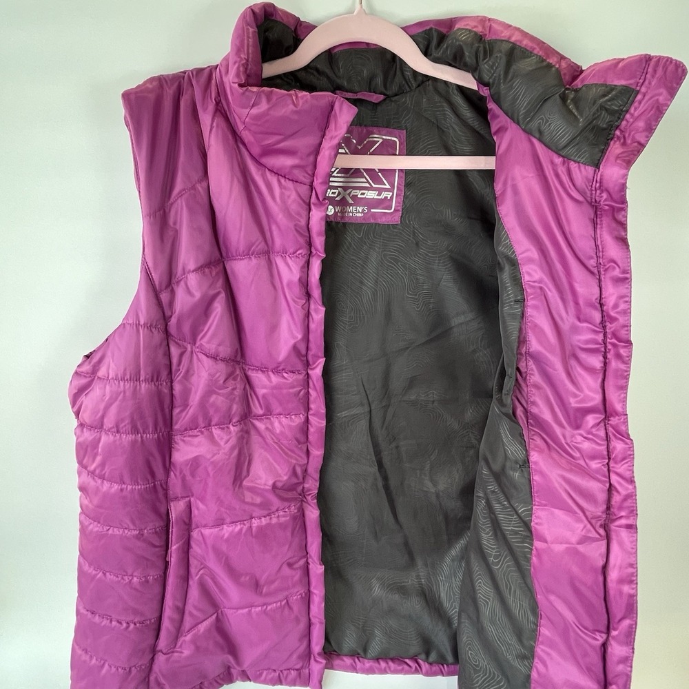 Zeroxposur Women's Quilted Puffer Zip Up Outwear Hiking Fushia Jacket Vest Sz 1X - Picture 7 of 9